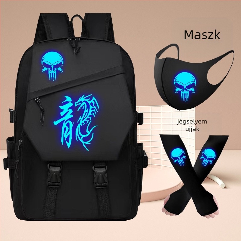 Ghost Dance világító iskolatáska fiúknak és lányoknak, 3-6. osztályosoknak, divatos, menő, nagy kapacitású hátizsák diákoknak