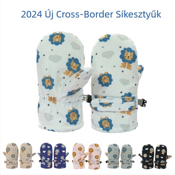 Új, határokon átnyúló gyermek síkesztyűk, gyapjúbéléssel, vastagított babakesztyűk, vízálló, gyorsan száradó téli gyermekkesztyűk