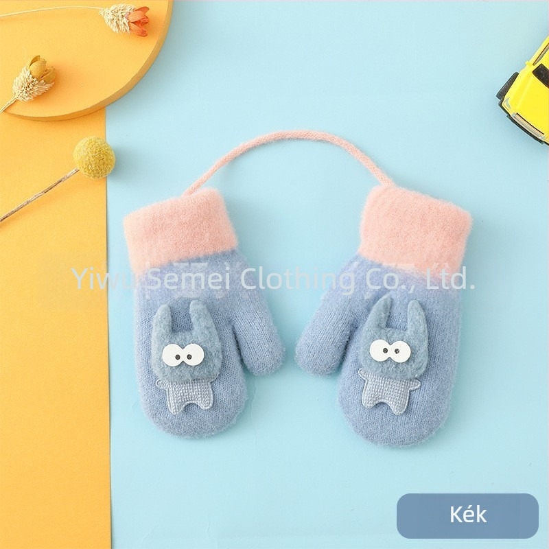 Gyerek kesztyűk kötött kesztyűk gyapjú kesztyűk őszi és téli meleg kesztyűk vastagított nagykereskedelem