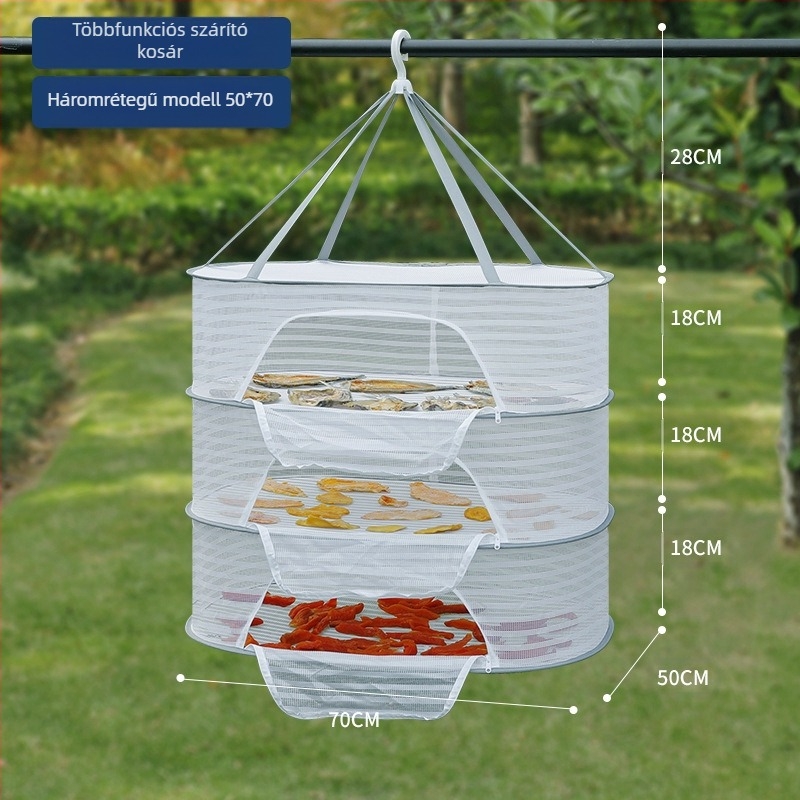 Szárított hal légyvédő háló szárazáru háló háztartási erkély szárítókosár élelmiszer-szárító edények szárítása élelmiszer-szárító kosár állvány