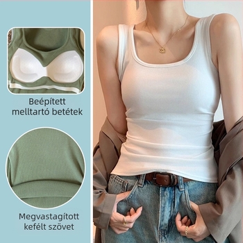 Új női trikó mellvédővel, U-gallérral, széles vállú belső ruházat, külső ruházat, karcsúsított, ujjatlan felső