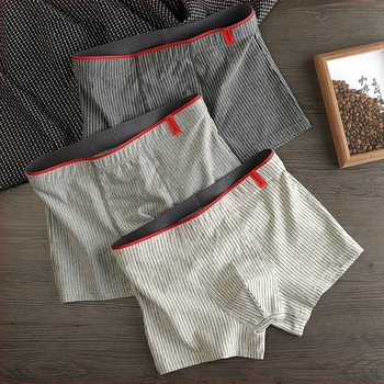 Férfi alsónemű Pamut Sport Férfi Rövidnadrágok Lélegző Divatos Boxeralsók Csíkos Kényelmes plus size Ifjúsági Boxeralsók