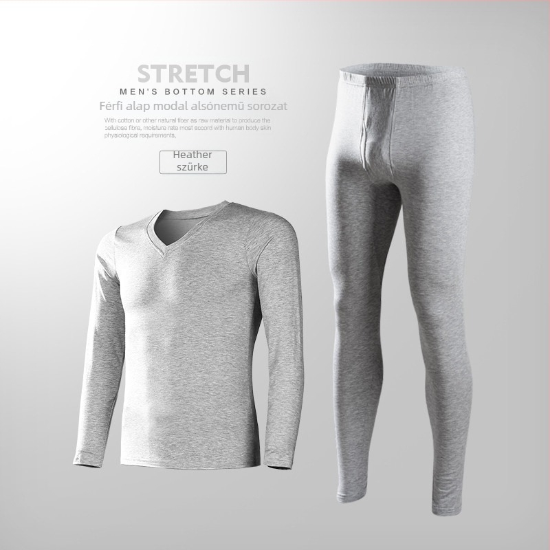 Férfi modális termo alsónemű szett vékony őszi ruhák és nadrág férfi karcsúsított ifjúsági egyszínű alap ultravékony alap