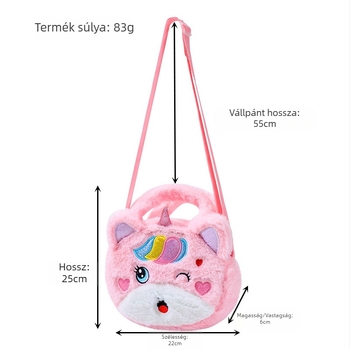 Plüss unikornisos crossbody táska, aranyos női divatos válltáska, kozmetikai mobiltelefon-tároló táska, érmepénztárca