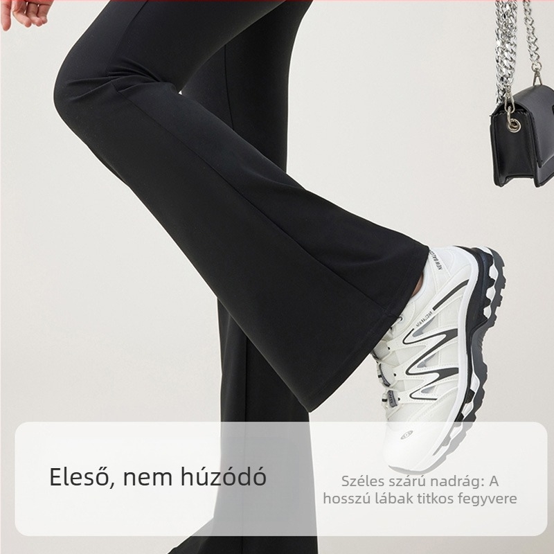 Női Ice Silk magas derékú, enyhén bővülő szárú Shark-stílusú nyári könnyű jóga nadrág