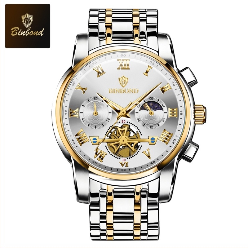 Binbang márkájú órák nagykereskedelmi gyártói, világító, üreges, vízálló, határokon átnyúló kvarcórák, férfi órák, külkereskedelmi férfi órák