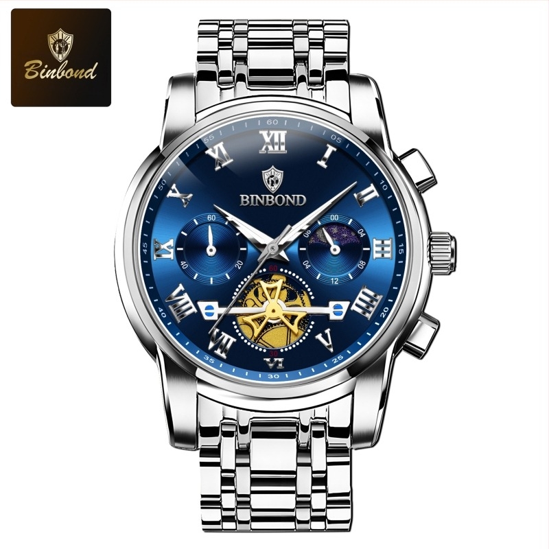 Binbang márkájú órák nagykereskedelmi gyártói, világító, üreges, vízálló, határokon átnyúló kvarcórák, férfi órák, külkereskedelmi férfi órák