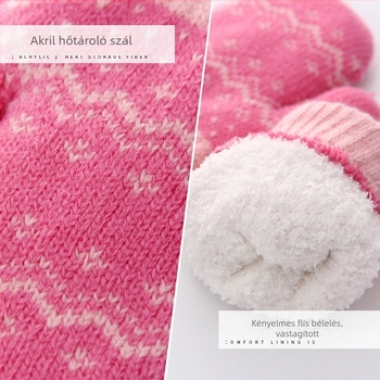 Dupla rétegű, gyapjúval bélelt, vastagított, kültéri, hidegálló nyakú gyermektáska, ujjal kötött, aranyos lányoknak való téli kesztyűk, meleg gyermekkesztyűk