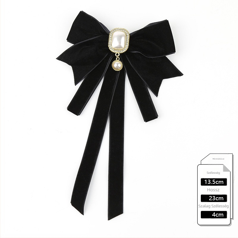 2024 Új Fekete Nyakkendős Női Masni Galléros Virágmintás Inggallér Dekoráció Francia Szalaggal Akadémia Stílusú Kitűző