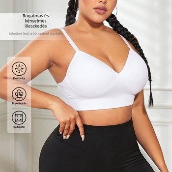 Határokon átnyúló, kényelmes, perem nélküli, plus size jógaépítő, összehúzódó fehérnemű, nagy mellű, kicsi, megereszkedésgátló, fix kosaras melltartó nőknek