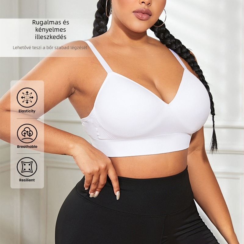Határokon átnyúló, kényelmes, perem nélküli, plus size jógaépítő, összehúzódó fehérnemű, nagy mellű, kicsi, megereszkedésgátló, fix kosaras melltartó nőknek
