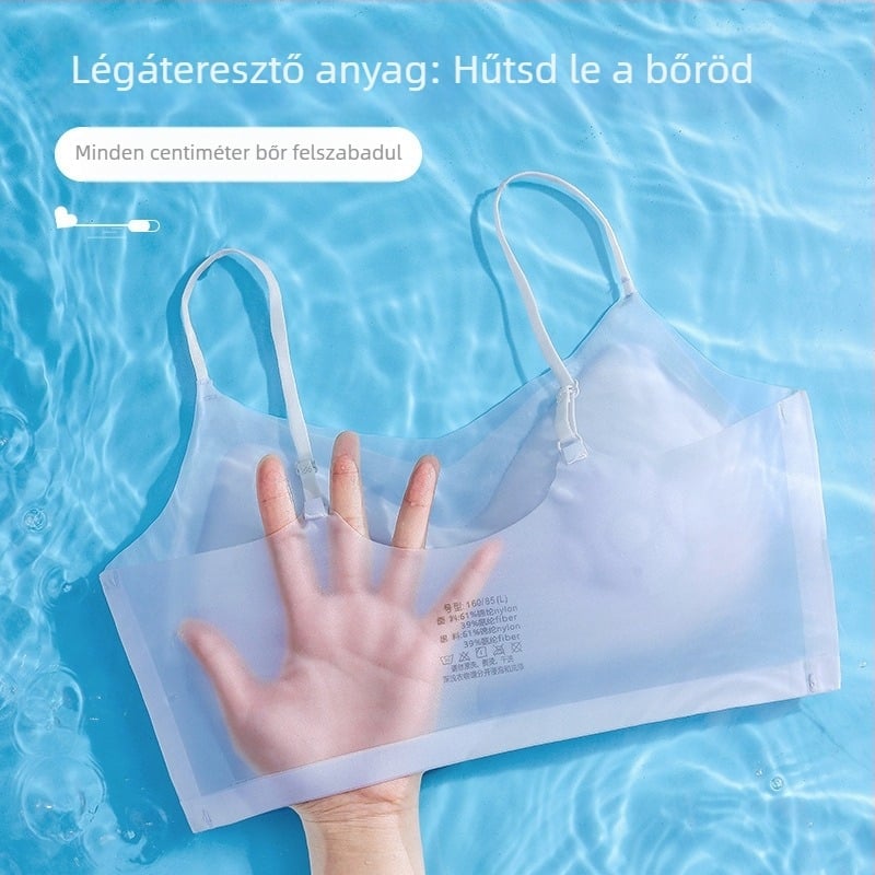 Nyári jégselyem varrás nélküli, gyönyörű hát- és melltartós, egyrészes, fix kosaras alsónemű, női, lélegző, nem perem nélküli melltartós, ultravékony
