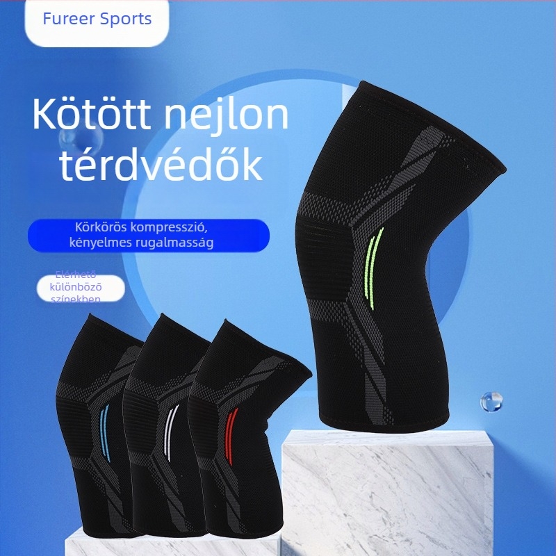 Gyárilag kötött nejlon térdvédők, meleg térdvédők, kényelmes, rugalmas, csúszásmentes sportpárnák, futáshoz és lovagláshoz való térdvédők