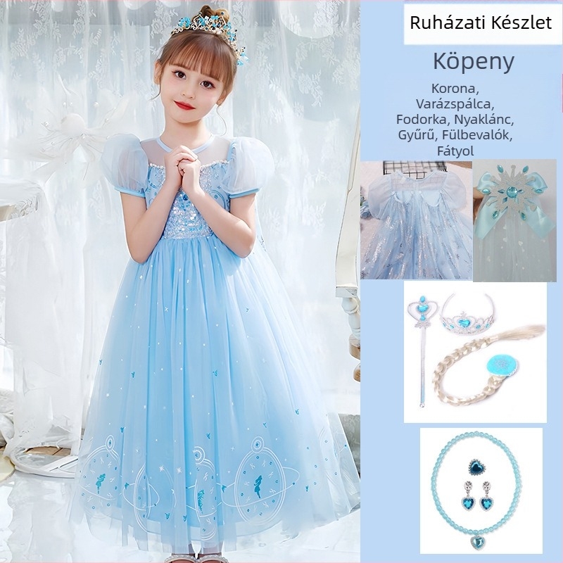 Új érkezésű hercegnő Aisha ruha, nyári új érkezés, stílusos, elegáns, puffos fátyolruha, kislány születésnapi ruha, gyereknapra