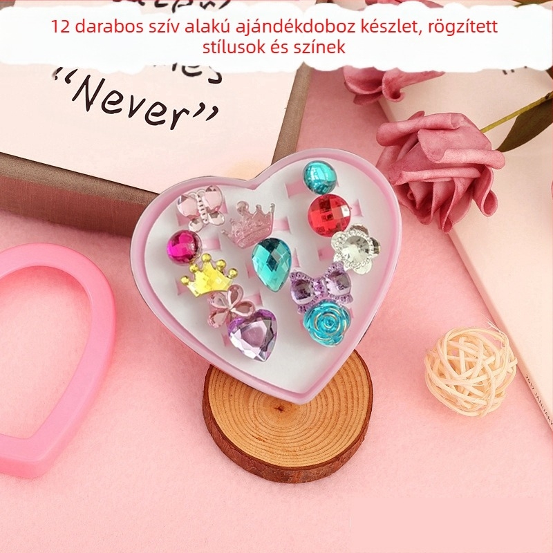 Új gyermekgyűrű 50 darabos rajzfilm kiber híresség lányoknak való állítható gyűrűszett 61 darabos gyermeknapi ajándék