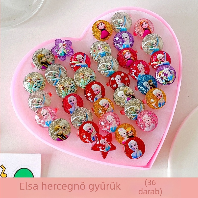 Új gyermekgyűrű 50 darabos rajzfilm kiber híresség lányoknak való állítható gyűrűszett 61 darabos gyermeknapi ajándék