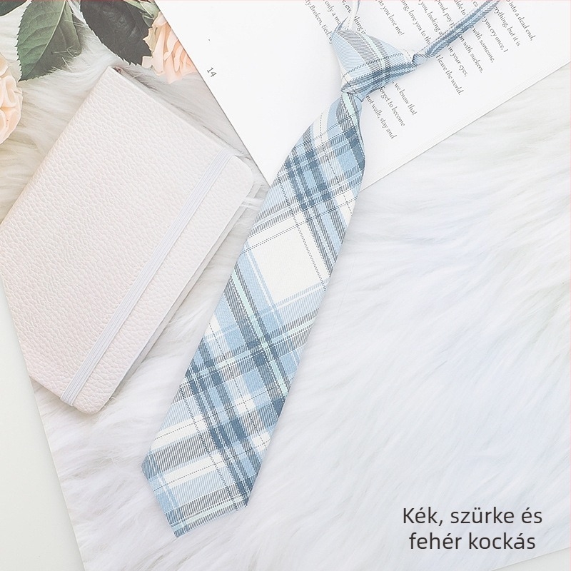 Japán stílusú fekete kockás, csokornyakkendő, zsinóros női gallér, virágmintás, egyetemi stílusú, szalaggal ellátott, kabát nélküli matrózöltöny, masnis ing