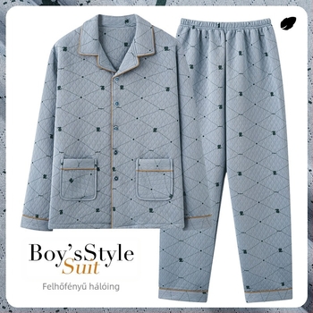 Határokon átnyúló nagykereskedelmi pizsama férfi tavaszi és őszi vastag pamut hosszú ujjú őszi és téli vékony téli pamut levegős pamut otthoni ruházat