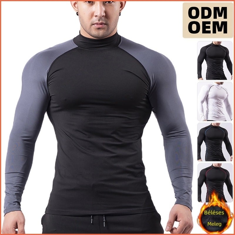 2023-as férfi fitneszruha, magas gallérral, rugalmas PRO, feszes, izzadságszárító, gyorsan száradó póló, futó sportruházat, LULU, azonos stílus