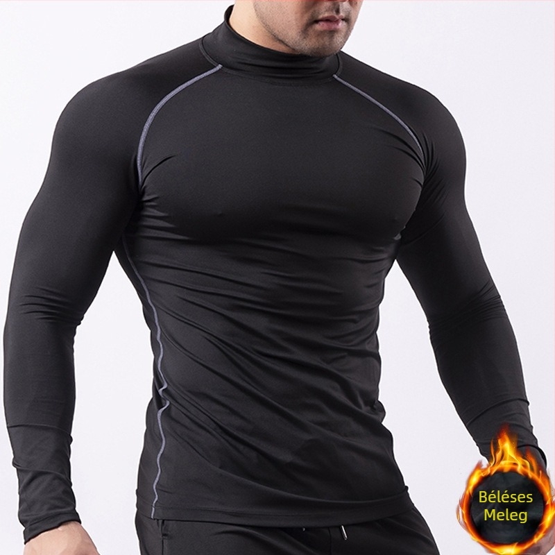 2023-as férfi fitneszruha, magas gallérral, rugalmas PRO, feszes, izzadságszárító, gyorsan száradó póló, futó sportruházat, LULU, azonos stílus