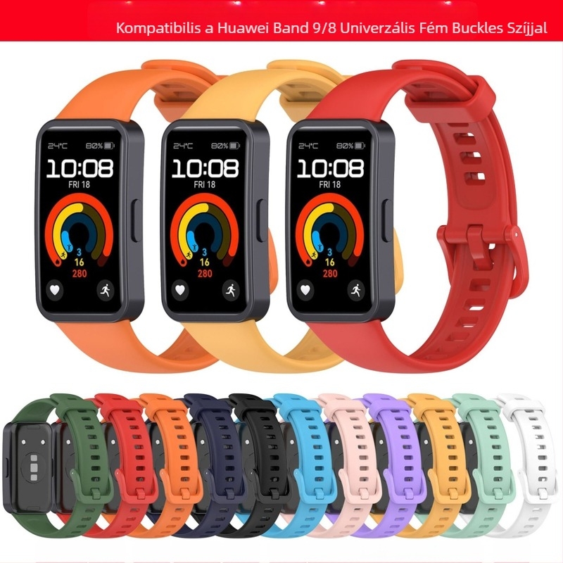 Yuelai erős Huawei karkötőhöz 9 szilikon szíj fém dugó Huawei karkötő 8 szíj band9 szíj