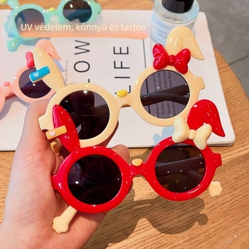 25 új nyuszi gyerek napszemüveg rajzfilmfigura aranyos lányka masnis napszemüveg hosszú fülekkel keresztszegélyű szemüveg