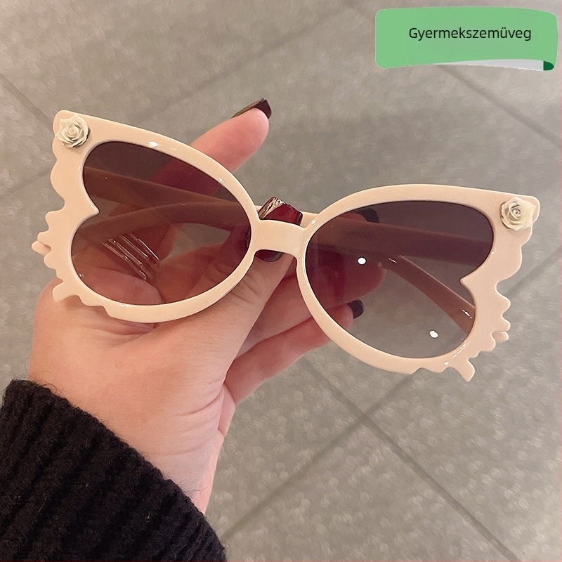 Aranyos baba virágos napszemüveg női divatos cukorka színű gyermek szemüveg divatos pillangó alakú gyermek dekoratív napszemüveg