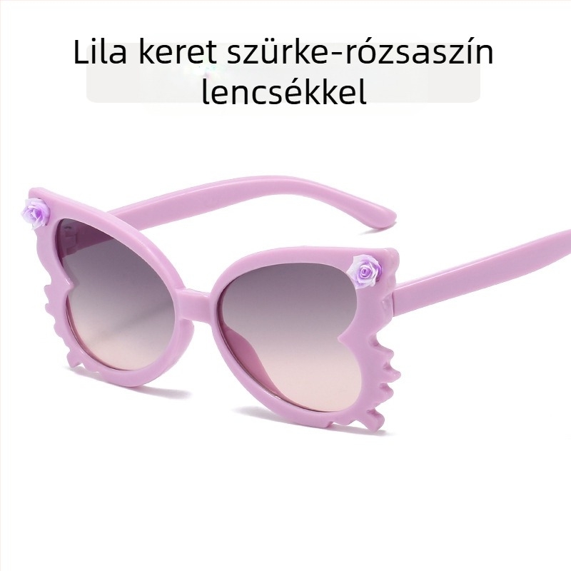 Aranyos baba virágos napszemüveg női divatos cukorka színű gyermek szemüveg divatos pillangó alakú gyermek dekoratív napszemüveg