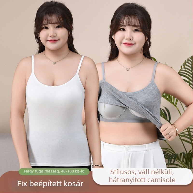 Plusz méretű modal bordás camisol, vállról elálló kivágás a háton, karcsúsító nyári felső