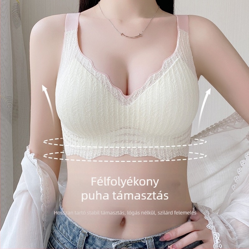 Nyom nélküli alsónemű női nagy mellű, kis méretű, pufók lány melltartó vékony push-up zsugorító melltartó