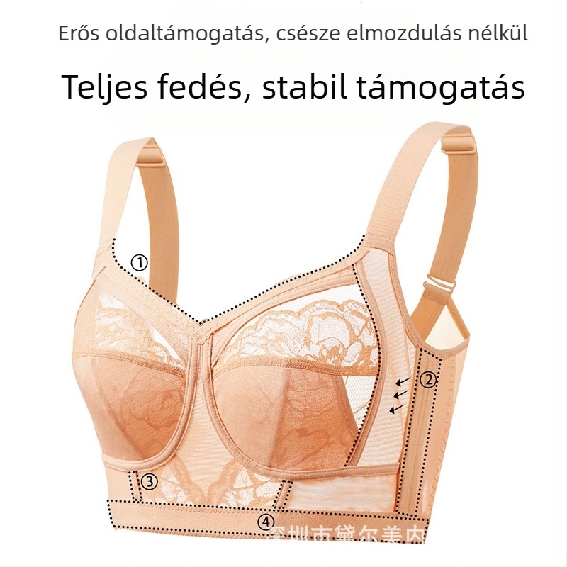Nagy mellű, kis méretű, teljes kosaras, vékony, megereszkedett, parmezános, kényelmes, plus size állítható melltartó
