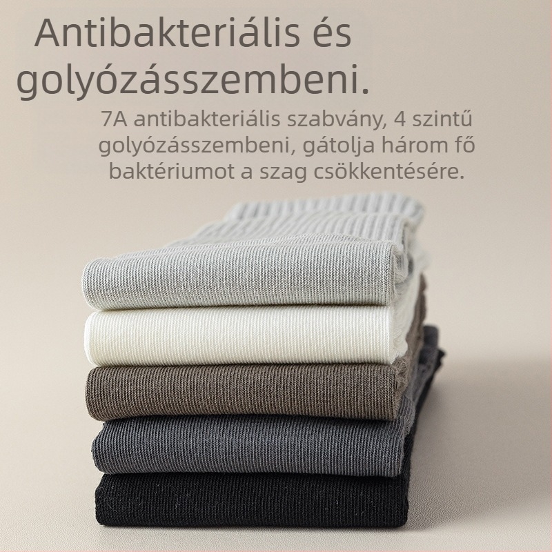 Ötujjas férfi őszi, egyszínű, csont nélküli pamutzokni, középhosszú csővel ellátott, plusz 7A méretű, antibakteriális, dezodoráló, bolyhosodásgátló lábujjzokni