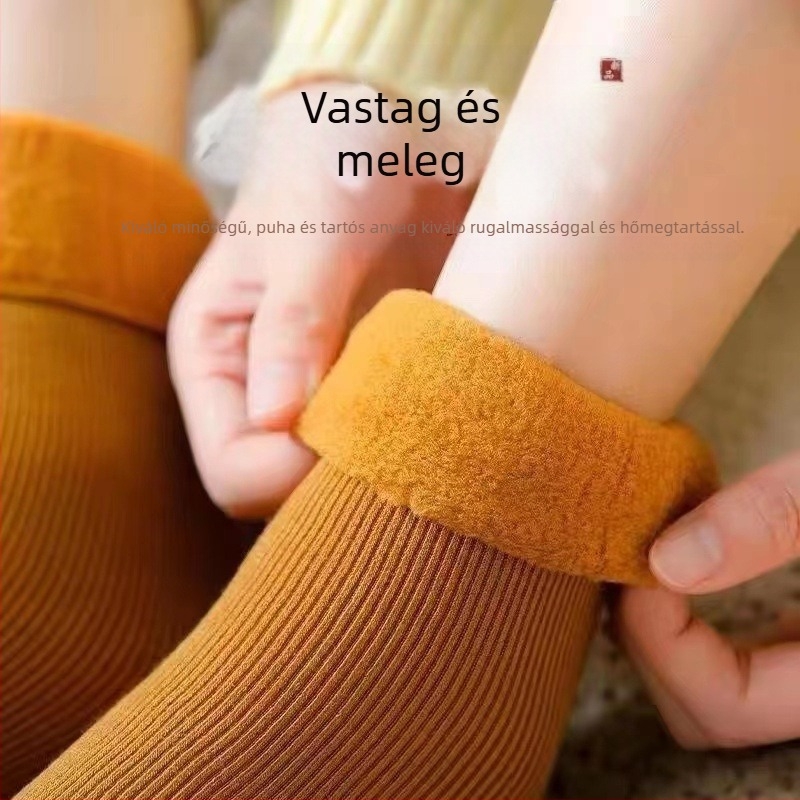 Hózokni női, középvádárig érő, gyapjúval bélelt, vastag gyapjúzokni, meleg, frottír, őszi-téli alvásra, egyszínű, padlóra való zokni