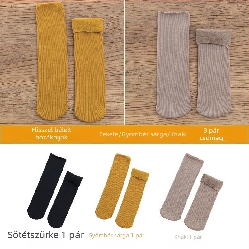 Hózokni női, középvádárig érő, gyapjúval bélelt, vastag gyapjúzokni, meleg, frottír, őszi-téli alvásra, egyszínű, padlóra való zokni