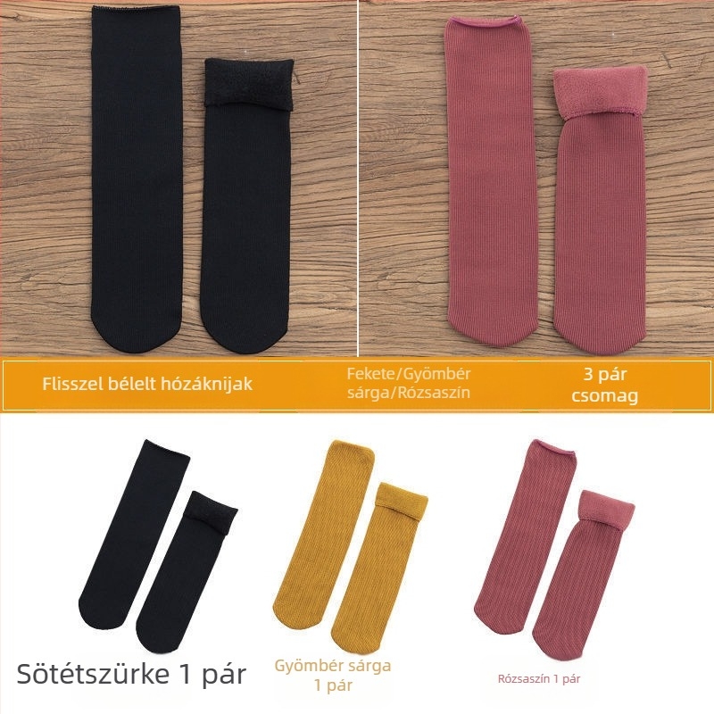 Hózokni női, középvádárig érő, gyapjúval bélelt, vastag gyapjúzokni, meleg, frottír, őszi-téli alvásra, egyszínű, padlóra való zokni