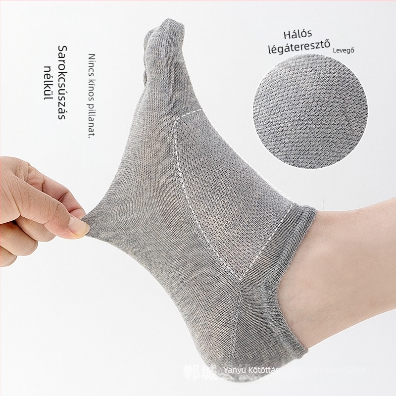 Tíz pár ingyenes szállítással kapható, férfi láthatatlan ötujjas zokni, nyári, sekély szájú, szilikon csúszásmentes, férfi hajózokni, lábujjzokni, közvetlen gyári értékesítés