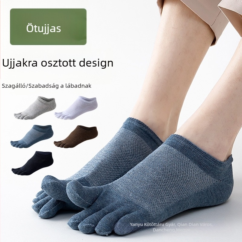 Tíz pár ingyenes szállítással kapható, férfi láthatatlan ötujjas zokni, nyári, sekély szájú, szilikon csúszásmentes, férfi hajózokni, lábujjzokni, közvetlen gyári értékesítés