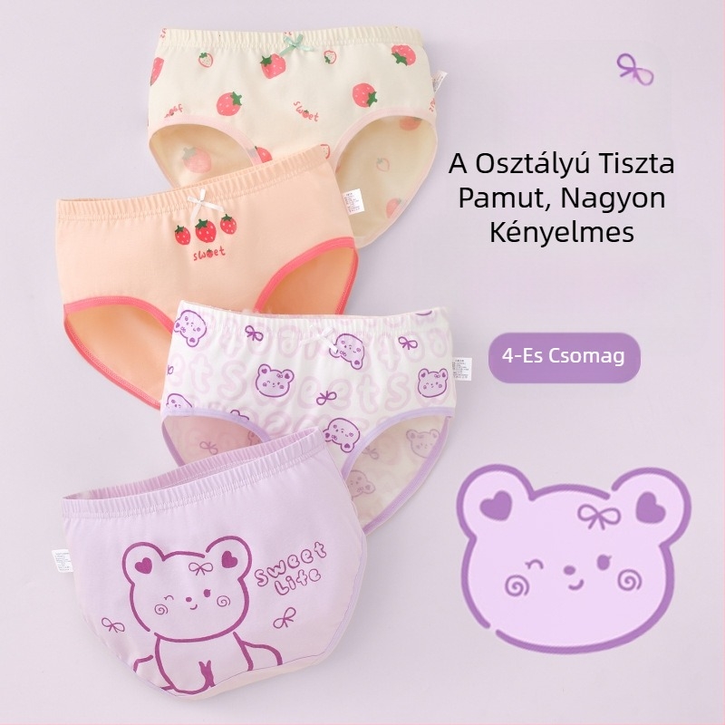 Gyerek alsónemű lányoknak háromszög alakú pamut A osztályú pamut 6-12 éves kislány cuhk rövidnadrág nem csattog nagykereskedés