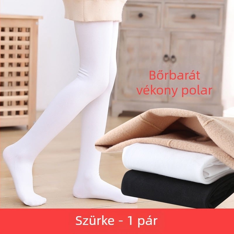 Lányok táncharisnyái tavaszra, őszre és télre, polár béléssel és vastagítással, fehér balett-specifikus leggings, vékony polár gyermek harisnyanadrág