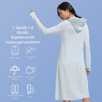 2025 Hosszú napvédő ruházat nőknek, Teljes testes napvédelem, UV-védelem, Tavaszi és nyári kültéri hűsítő jégselyem lélegző napvédő ruházat