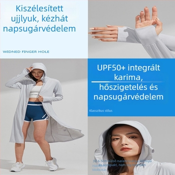 2025 Hosszú napvédő ruházat nőknek, Teljes testes napvédelem, UV-védelem, Tavaszi és nyári kültéri hűsítő jégselyem lélegző napvédő ruházat