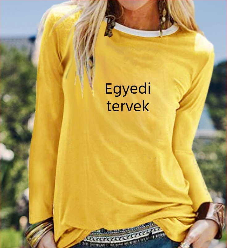 2021-es tavaszi és őszi mintás pamut kerek nyakú, fehér hosszú ujjú, OEM dizájnú, laza pulóver, nagykereskedelem
