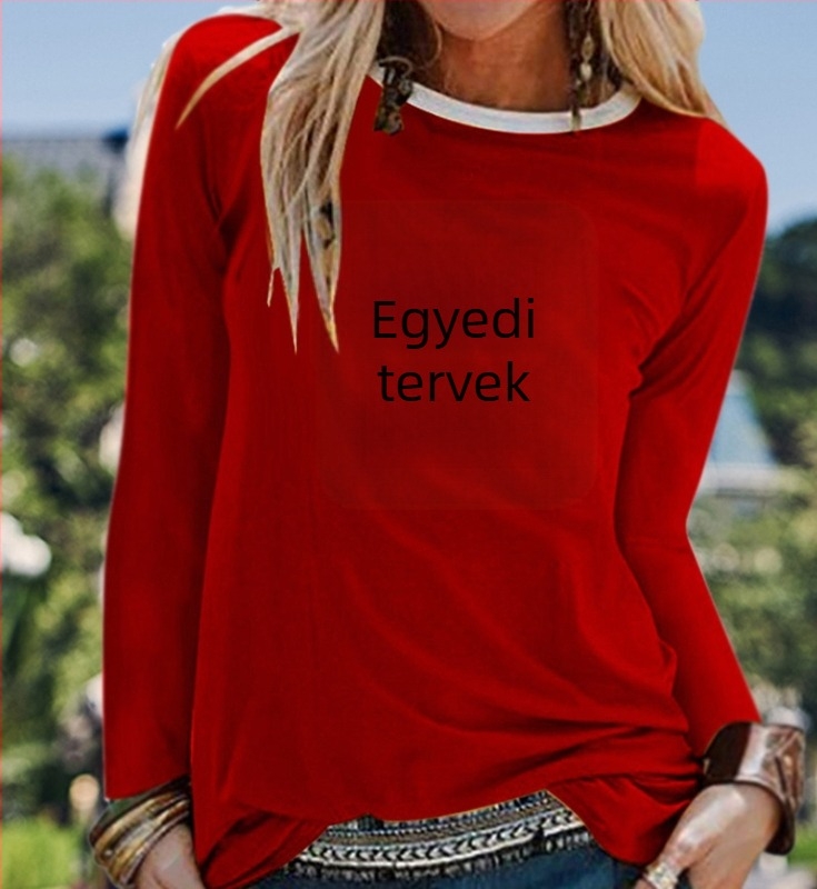 2021-es tavaszi és őszi mintás pamut kerek nyakú, fehér hosszú ujjú, OEM dizájnú, laza pulóver, nagykereskedelem