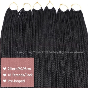 Xuchang Paróka Női Horgolt Haj Háromszálú Fonatok Doboz Zsinórra Szintetikus Horgolt Haj