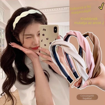 Magas fejpántos női 2024-es új stílusú arcmosó csúszásgátló fejpánt széles karimájú fogazott préselt hajbélyegző fejfedő egyszerű hajcsomag