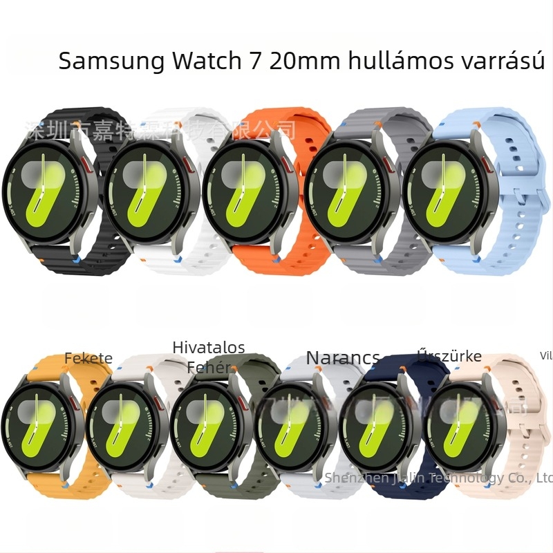 Samsung watch765 hullámos öltésű 20 mm-es szilikon óraszíj Huawei 22 mm-es színes csatos szilikon csuklópánt