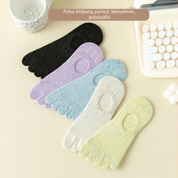 Pöttyös fonalból készült ötujjas zokni Női nyári vékony zokni Női hajózokni Sekély szájú, láthatatlan zokni Japán stílusú aranyos pamut orrú zokni