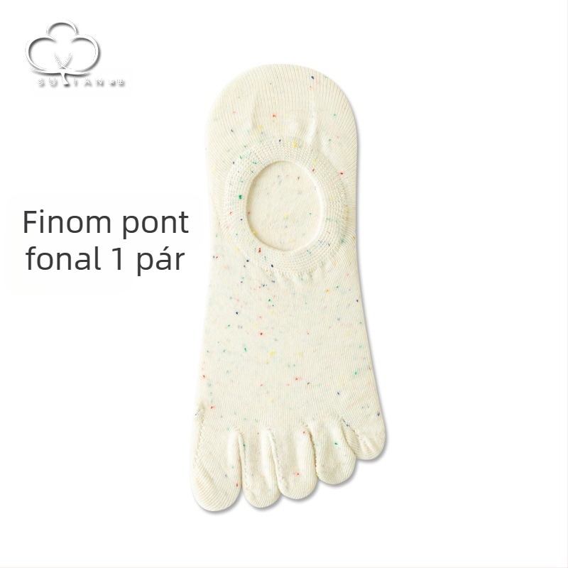 Pöttyös fonalból készült ötujjas zokni Női nyári vékony zokni Női hajózokni Sekély szájú, láthatatlan zokni Japán stílusú aranyos pamut orrú zokni