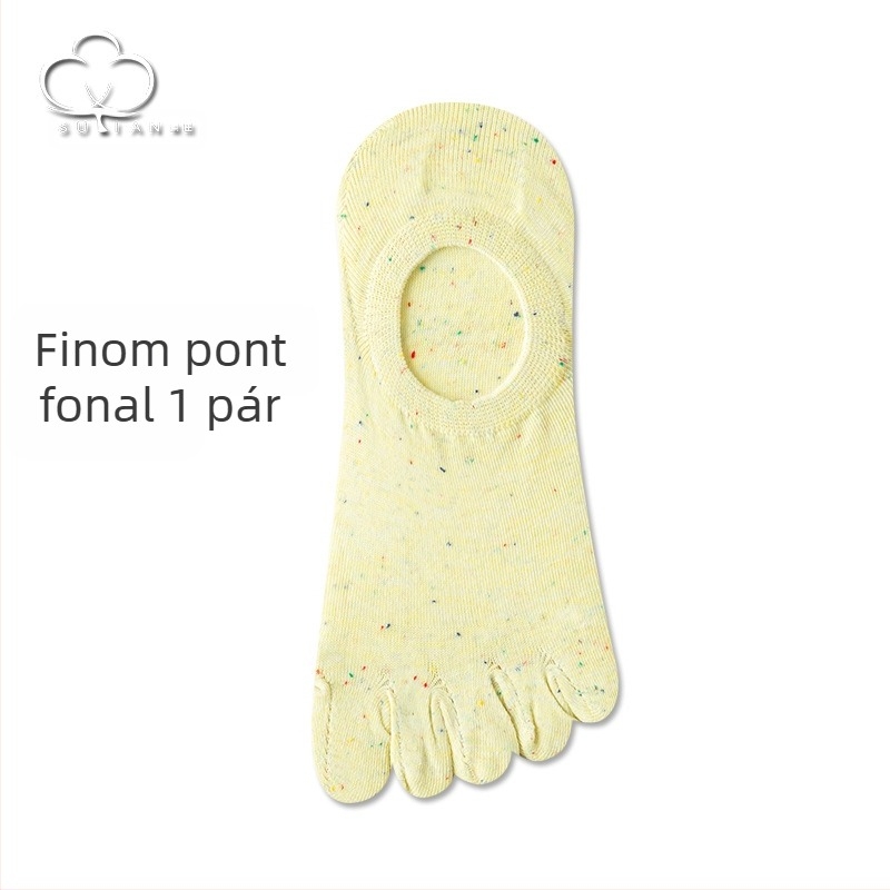 Pöttyös fonalból készült ötujjas zokni Női nyári vékony zokni Női hajózokni Sekély szájú, láthatatlan zokni Japán stílusú aranyos pamut orrú zokni