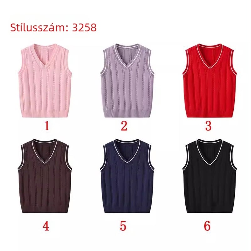 Őszi és téli új V-nyakú kötöttáruk férfiaknak és nőknek, középkorú és idősebb gyermekeknek, elegáns divatos kendermintás ujjatlan kötöttáru felsők nagykereskedelemben
